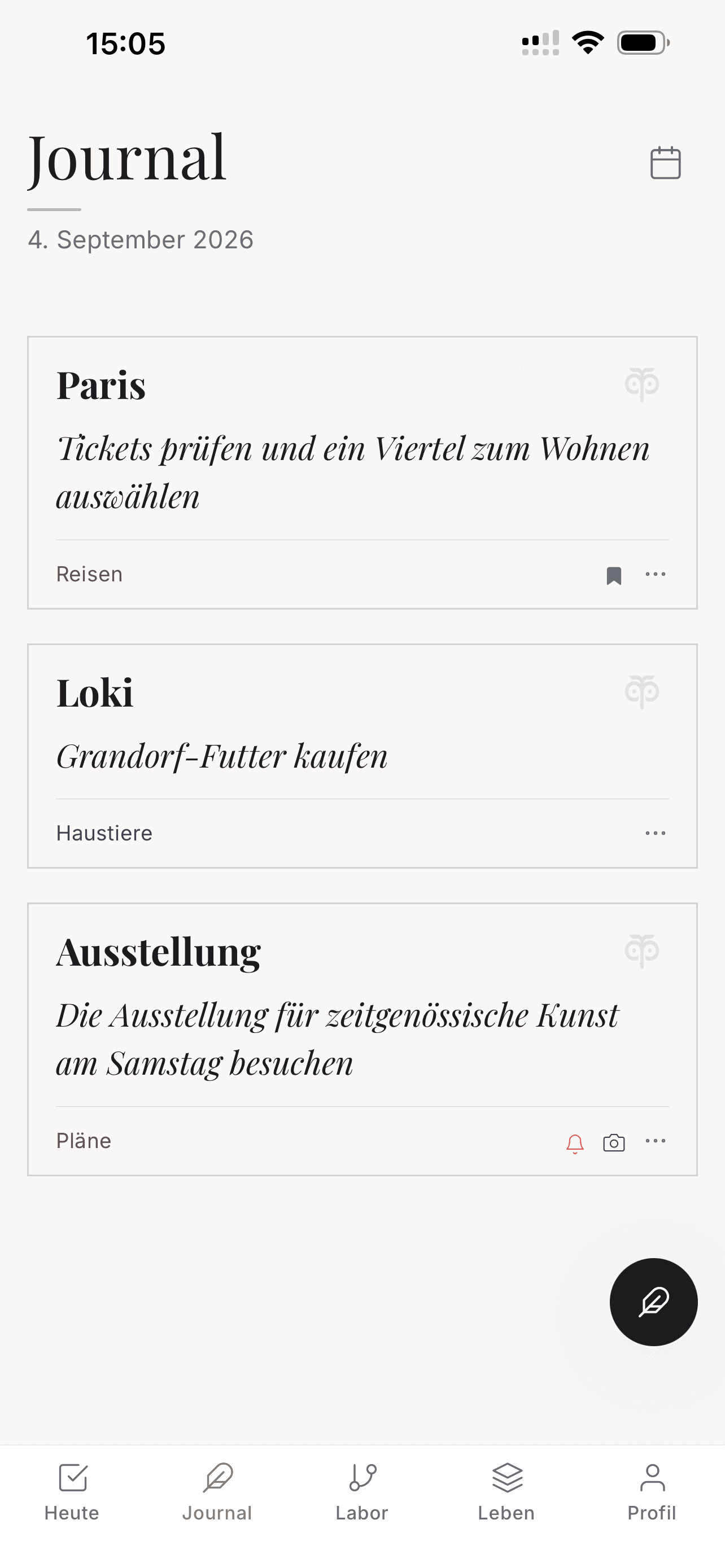 Halte persönliche Notizen geordnet.